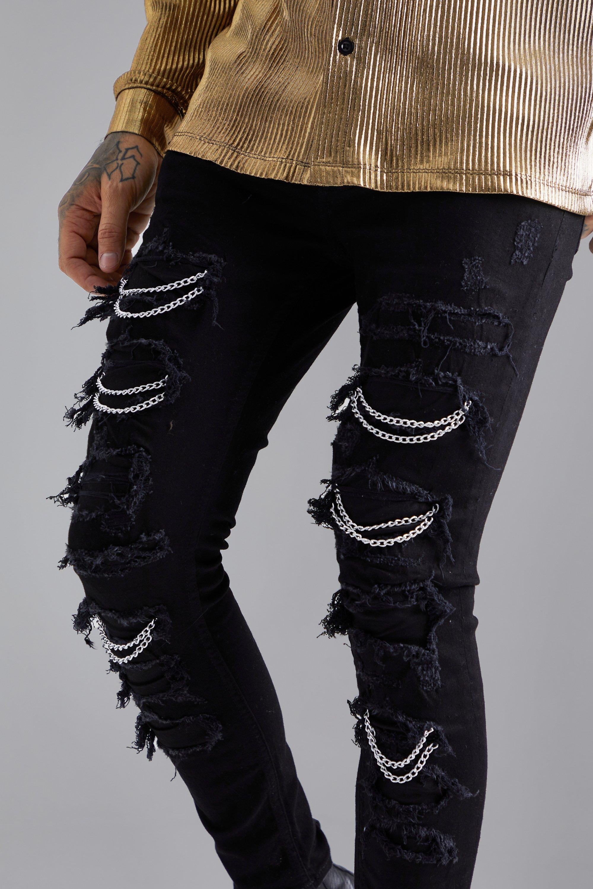 Jeans with chains cheap for rips